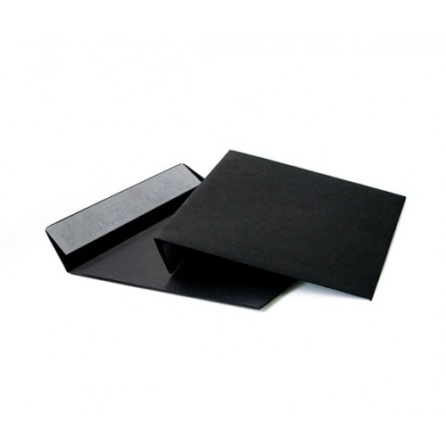 Бумажный чёрный конверт 114*229, формат С65, лента