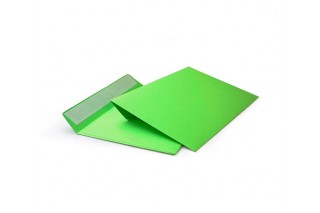 Зелёный конверт С65 (114х229), лента, цветная бумага 120 гр