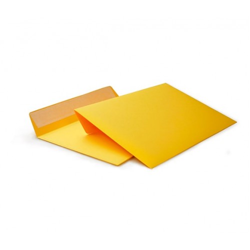 Бумажный жёлтый конверт 114*162, формат С6, лента