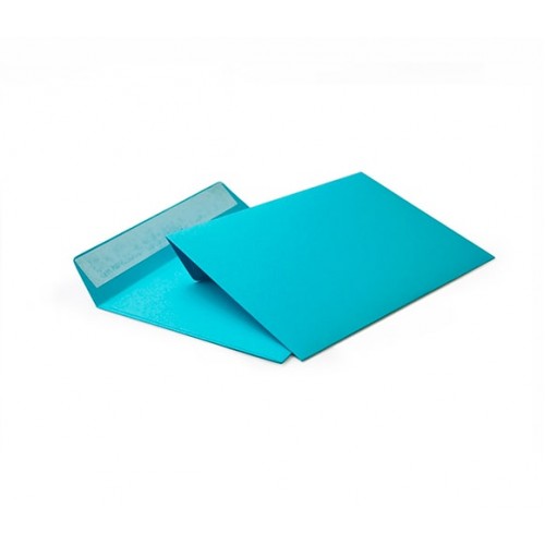 Бумажный голубой конверт 114*162, формат С6, лента