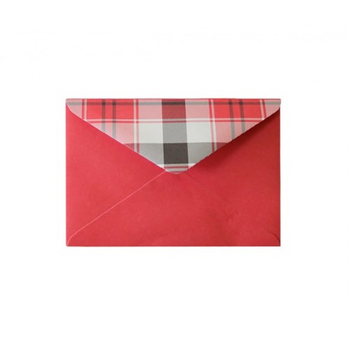 Конверт C6 (114*162), красный, треугольный клетчатый клапан, декстрин, пл-ть бумаги 100 гр.