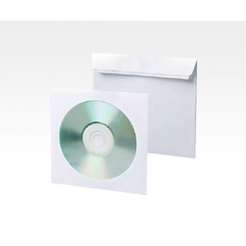Белый конверт для CD-дисков 125*125 клапан лента, окно 100 мм