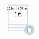 Бумажные этикетки А4 (105*37) самоклеящиеся, упаковка 100 листов, белые, на листе 16 шт.