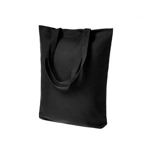 Тканевая сумка-шоппер 35х40 см, длинные ручки, без принта, цвет чёрный